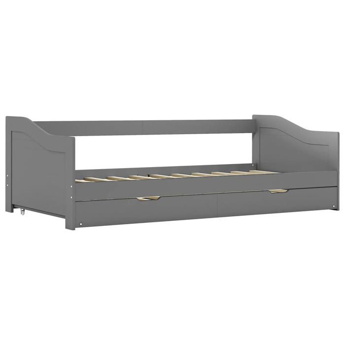 Sale SpringLit 1 places Gris - LEMON® - Cadre de lit extensible - sans matelas - gris 90x200 cm 7345321
