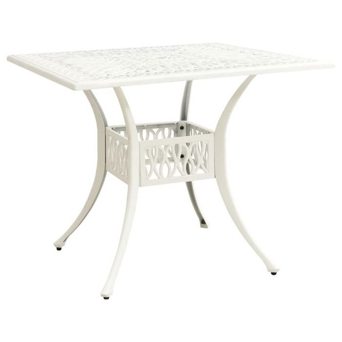 Soldes printemps Table terrasse - Blanc - Table de jardin - 1 PC - Blanc 90x90x73 cm Aluminium coulé T121