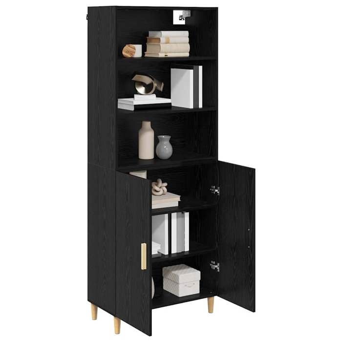 Vaisselier de cuisine - Noir - Haut Armoire - SWEETY - avec rangement - Chêne noir 695x325x180cm - Bois dingénierie LH5832401