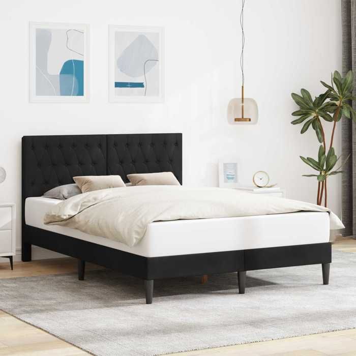 vidaXL Cadre de lit avec tête de lit Noir 160 x 200 cm Velours 42027677