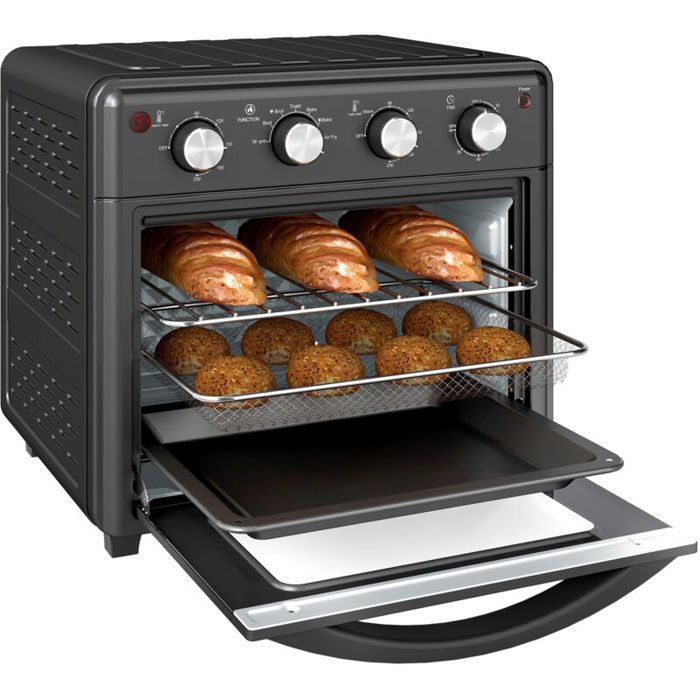 Mini four friteuse à air chaud 90-230 °C 7 programmes accessoires noir