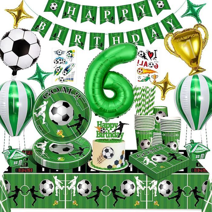 Decoration Anniversaire Football 6 Deco de Fete Anniversaire Foot Vaisselle Kit Garcon Ballons Nappe Assiette Serviettes