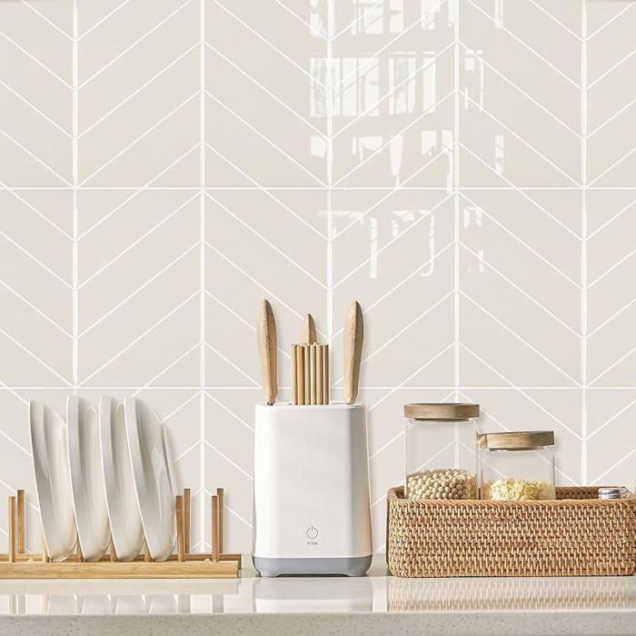 Lot de 10 feuilles 29 x 23 cm Autocollants 3D en vinyle blanc beige pour mur autocollants 1143 x 9 inches 10 Pieces STICKERS