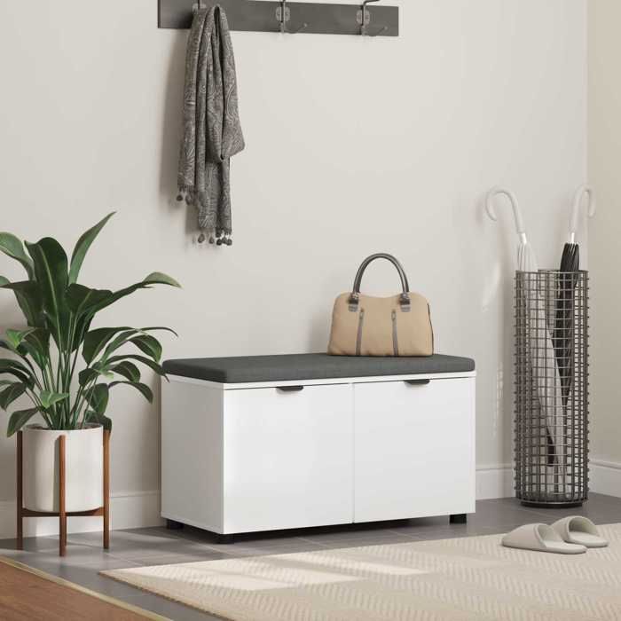Banquette intérieure moderne vidaXL Banc dentrée Blanc 80 x 38 x 46 cm Bois Ingénierie et Tissu(14958）
