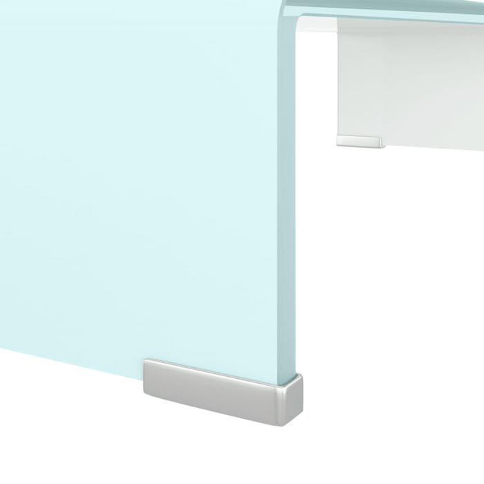 Meuble TV / de moniteur 60 x 25 x 11 cm Verre Blanc_2 ans garantie_22938