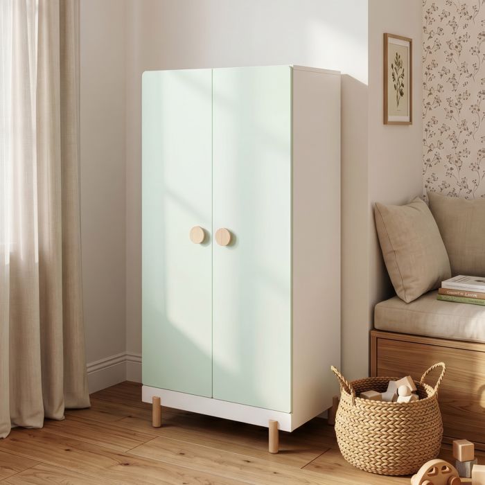 Armoire enfant Vaarentaa 126 x 60 x 41 cm blanc vert menthe