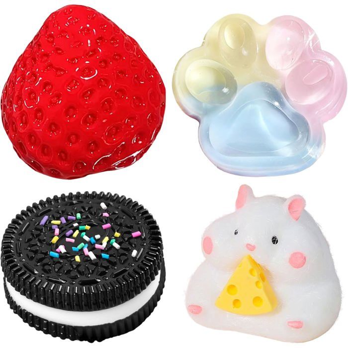 4Pcs Taba Squishy Set Fraise Hamster Chat Paw Hamster Fufu Squishy Squishe Toy Squishes Kit pour Le soulagement du Stress 4Pcs Taba Squishy Set Fraise Hamster Chat Paw Hamster Fufu Squishy Squishe Toy Squishes Kit pour Le soulagement du Stress