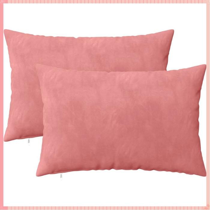 Coussin avec oreiller - HEERLEN - Amovible - Lavable - Velours - Rose - 30x50 cm - 2 pcs