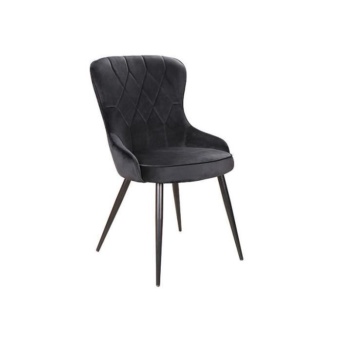 Chaises - Chaise en velours - Noir - Quatres pieds en métal noir - H 91 cm x l 52 cm