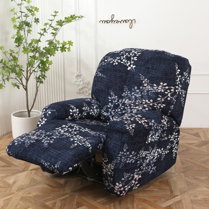 Highdi Housse De Fauteuil Relax Doux Velours Extensible, 4 Pièce Housse De Canapé Antidérapante Avec Poche Latérale, Protege De Meubles Lavable Pour 1 Places Fauteuil Inclinable (Gris Foncé