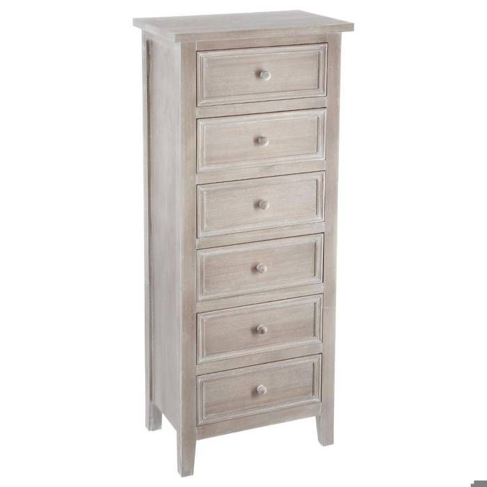 Chiffonnier Charme bois blanchi 6 tiroirs - Atmosphera Créateur dintérieur