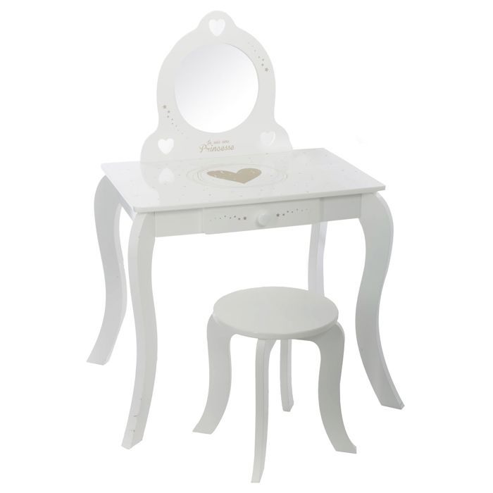 Atmosphera Kids - Coiffeuse enfant avec tabouret Demoiselle - Blanc Atmosphera Kids - Coiffeuse enfant avec tabouret Demoiselle - Blanc