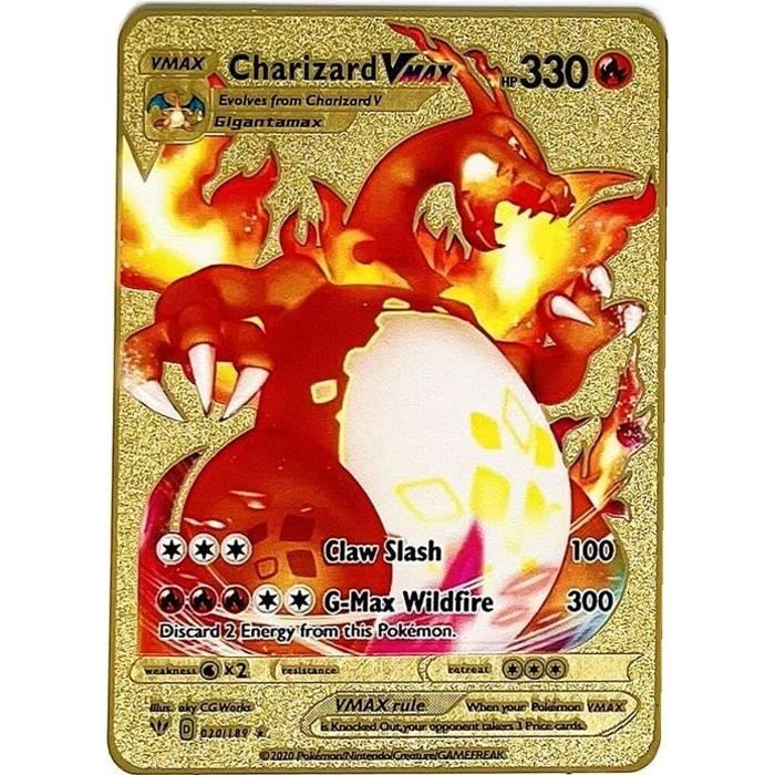 Carte Pokémon charizard GX V Vmax,,Cartes à Collectionner, Acier  Inoxydable, Plaqué Or, Jouets Créatifs dracaufeu - Cdiscount Jeux - Jouets