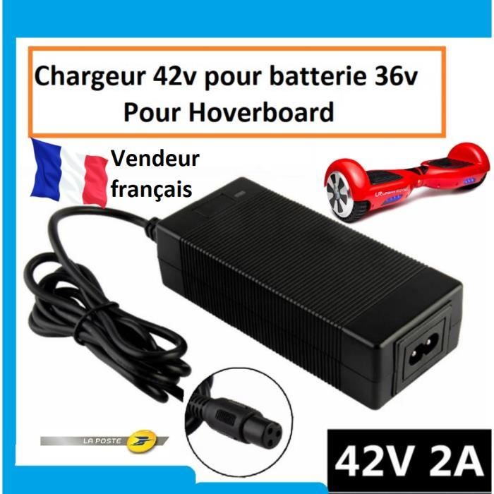 Chargeur hoverboard 36v - chargeur 42v pour batterie 36v - [NON COMPATIBLE  AVEC TROTTINETTES ELECTRIQUE CAR LE BRANCHEMENT DIFFERENT - Cdiscount Sport