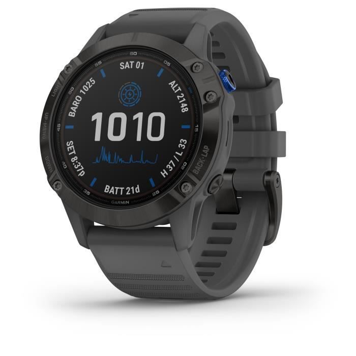 Montre connectée de sport GARMIN Fēnix® 6 Pro Solar avec capteur de fréquence cardiaque et charge solaire - Noir