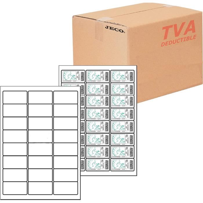 2400 Étiquettes Adressage Autocollantes 70x37 Mm - 100 Feuilles A4 - Compatibles Jet D'Encre, Laser Et Copieur - Univers Graphique