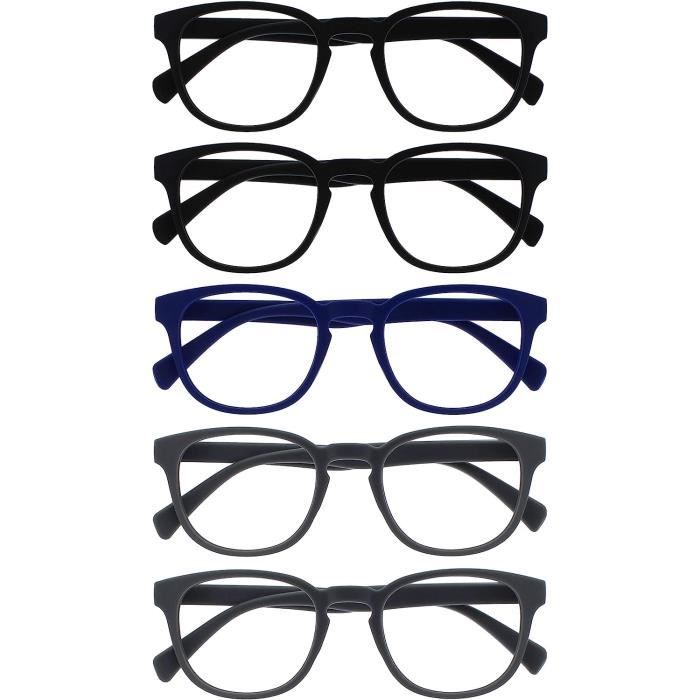 Lunettes De Lecture Opulize Pop Pack 2 - Rétro Rond Bleu Mat, +2.50, Charnières Ressort