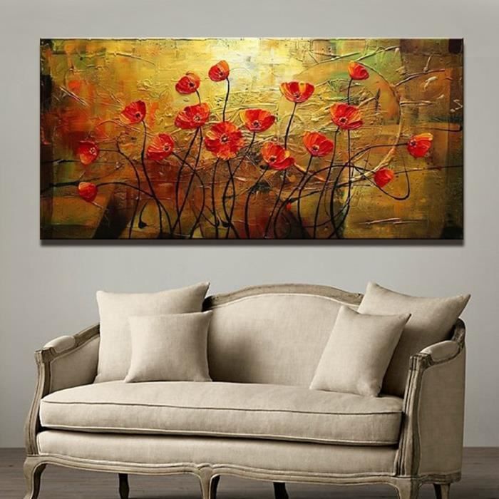 Tableau Sur Toile Abstrait Rouge 160x90 Cm - Visario, Prêt à Accrocher