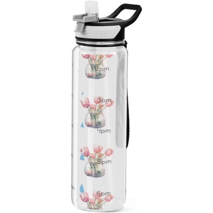 GEC2 Bouteilles d'eau en acier inoxydable de 1,2 l, anti-fuite, isotherme, bouteille thermos, bouteille d'eau de sport (noir