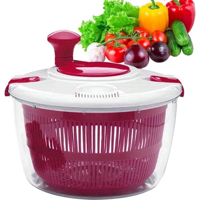 Essoreuse à Salade 5 L RANJIMA – Bol Transparent + Panier Noir, Bouton Presse, Grande Capacité Pour Légumes Et Fruits
