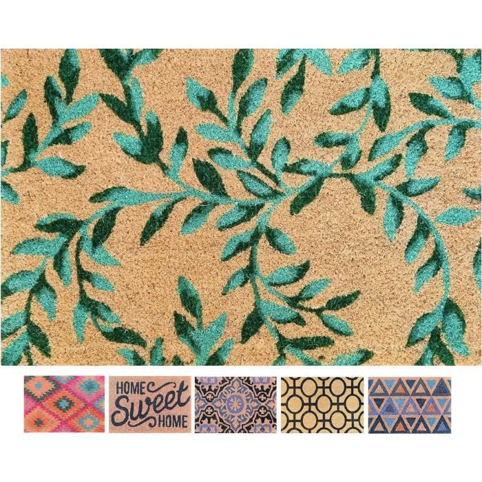 Paillasson coco intérieur extérieur 75 x 45 cm Coeurs thermocompressé