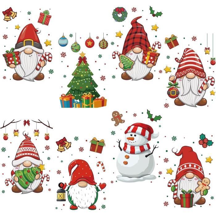 Lot De 6 Stickers De Fenêtre Noël - 219 Motifs Blancs, PVC électrostatique Réutilisable, Format 20x30cm
