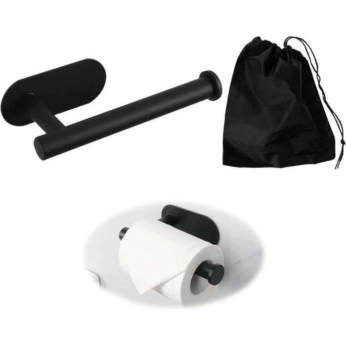 Porte Papier Toilette Sans Perçage On And Off - Support Mural En Acier Inoxydable SUS304 Pour Salle De Bain Et Cuisine - Noir