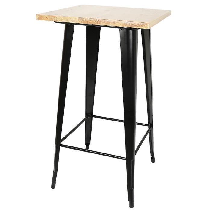 table haute de bar vintage - wihhoby - l60 xl60x h103 cm - structure en acier