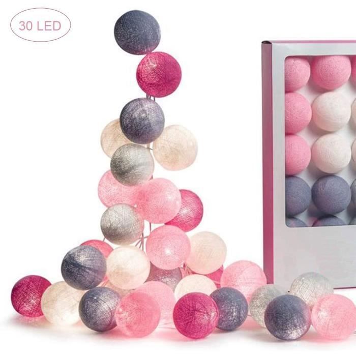 Guirlande Lumineuse LED à Piles - Fleurs Et Boules - 2m 20 LEDs Ou 4m 40 LEDs - Effets Fixe + Clignotant