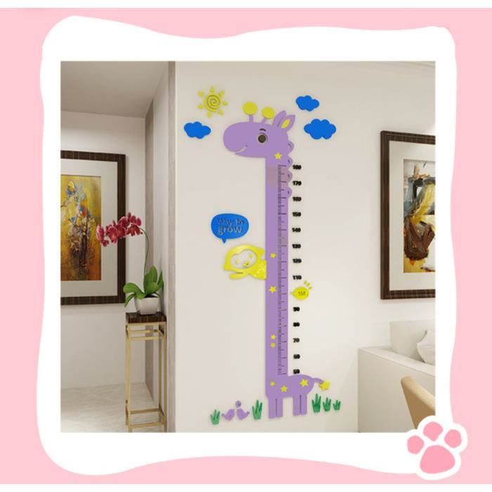 Tableau De Croissance Girafe Regle Graduee Pour Toise 3d Stickers Autocollants Muraux Amovible Decor Chambre D Enfants Violet Cdiscount Puericulture Eveil Bebe
