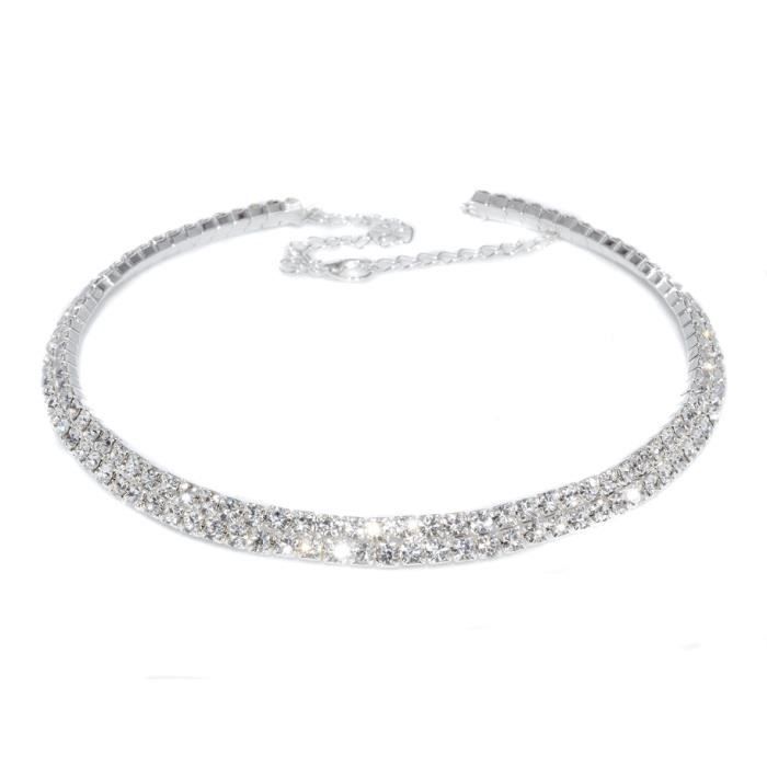 Collier Ras De Cou Avec Strass Noir - Bijou Fantaisie Vert, Neuf Avec étiquettes