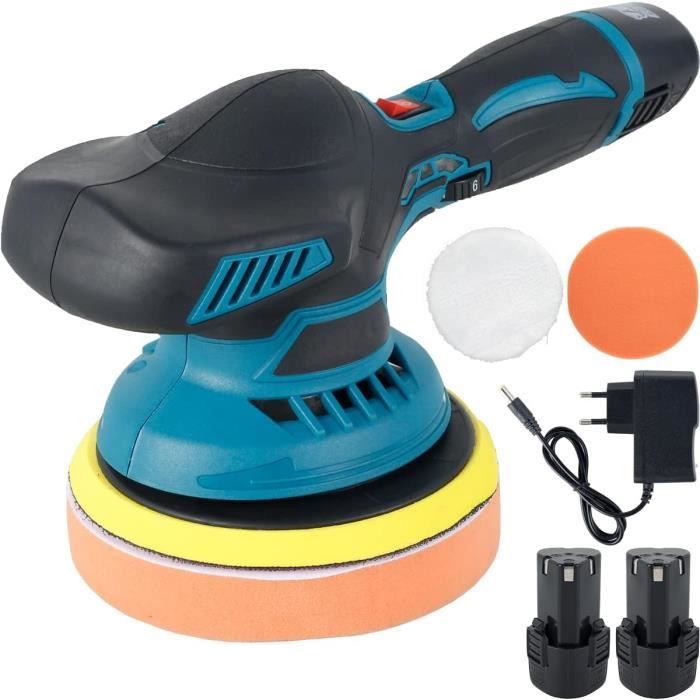 Polisseuse Voiture Excentrique Uaoaii 6 Vitesses 2500-5500RPM Sans Fil 145mm - 2 Batteries 2.0Ah, Tampons Inclus