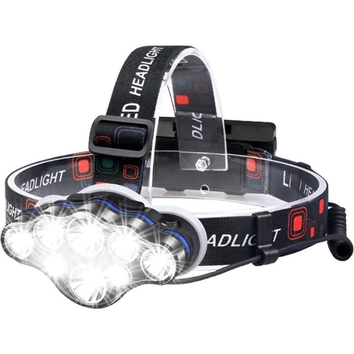 Lampe Frontale Rechargeable 18000 Lumens - 8 Modes, IPX5, Rotative 90°, Pour Running, Camping, Randonnée