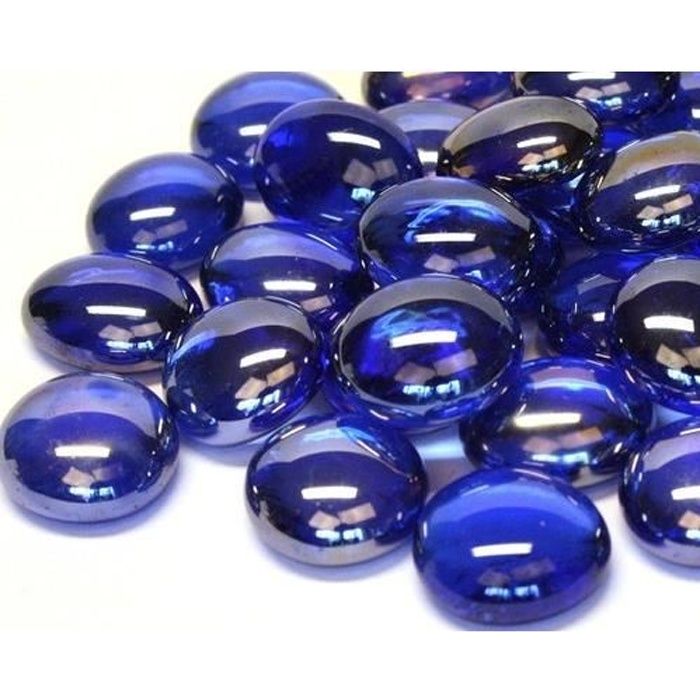 Mesbilles - 250 GR AquaBleu Loupe Billes Plates - 60 Galets En Verre 20 Mm Cailloux En Verre Décoratifs