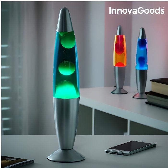 lampe à lave bleu - lampe a lave 2 ampoules incluses | innovagoods