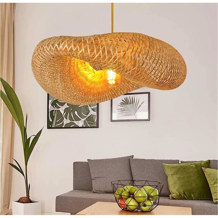 Lustre Bambou Naturel Fait Main - Suspension Zen Chambre Salon Décoration