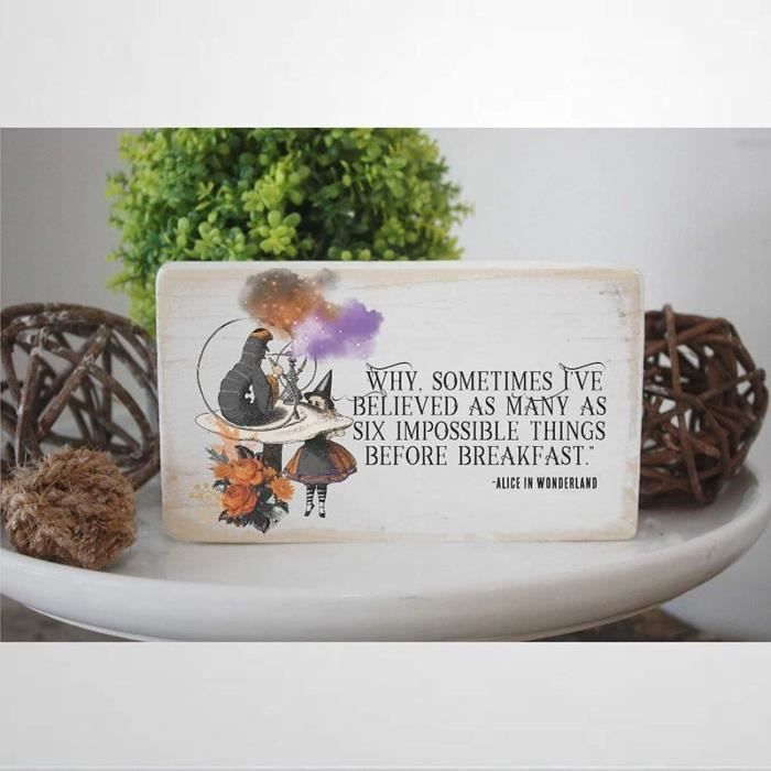 Panneau En Bois Avec Citation A Poux Au Pays Des Merveilles A Suspendre Au Mur Decoration D Interieur Ou D Exterieur 3 X Cdiscount Maison