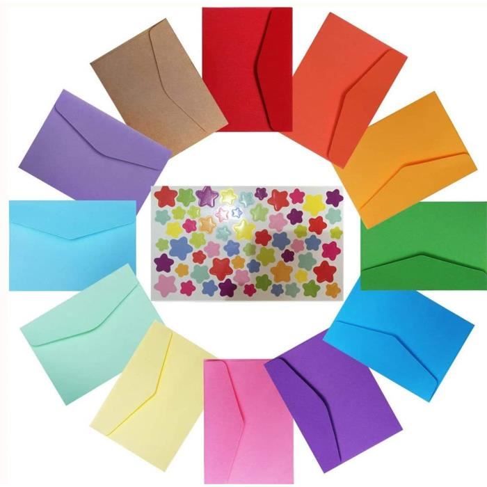 Romon Enveloppes, 50 Pièces Mini Enveloppe Couleur Petite L Gantes Carte Le Pli N 484965