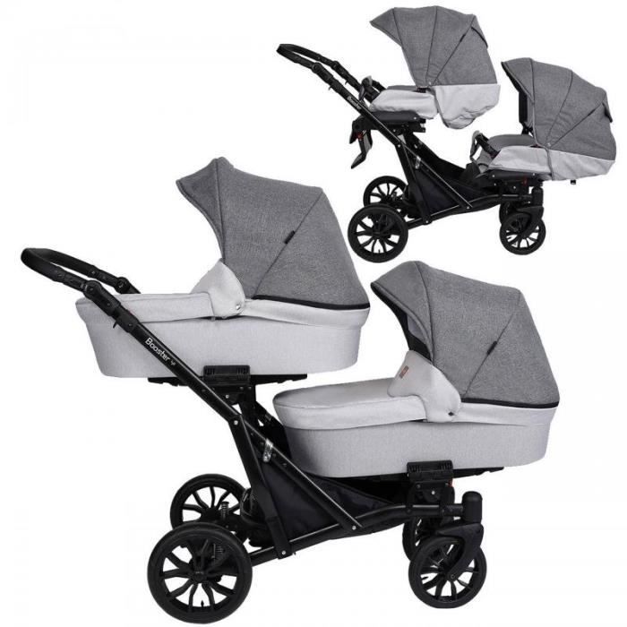 Poussette pour jumeaux Set Booster Light by SaintBaby Grey BL 01 3en1 avec siège auto pour bébé