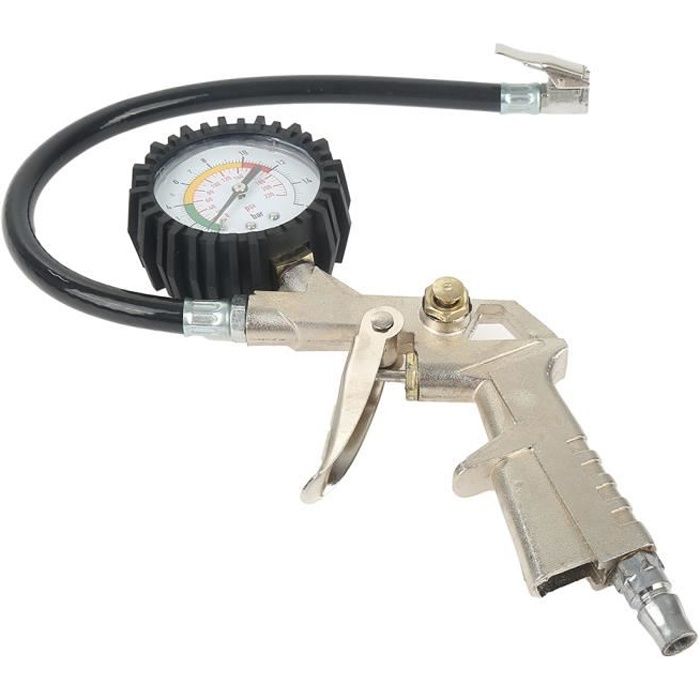 PISTOLET GONFLEUR PNEUMATIQUE ALU PNEUS MANOMETRE PRECISION FLEXIBLE 400 MM