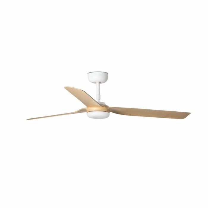 Faro PUNT Ventilateur de plafond blanc à 3 pales en bois clair avec moteur à courant continu - Far