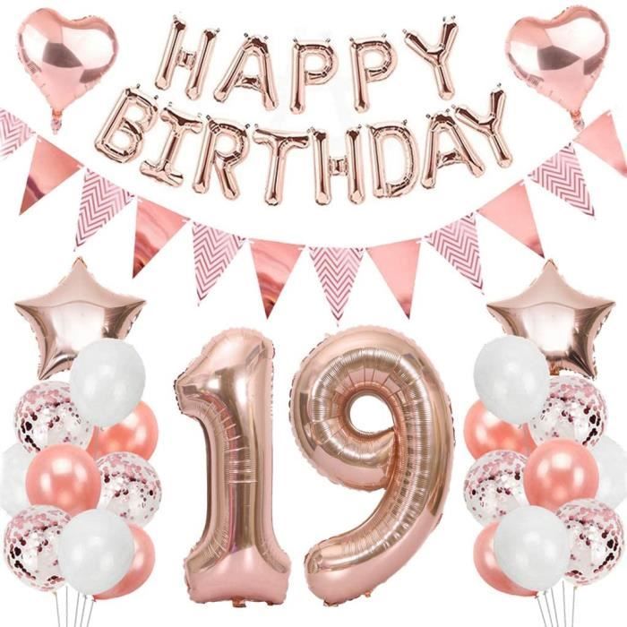 Ballon Decoratif Ouceanwin 19 Ans Anniversaire Decorations Or Rose Ballons Deco Anniversaire Pour Filles Guirlande Happy393 Cdiscount Maison