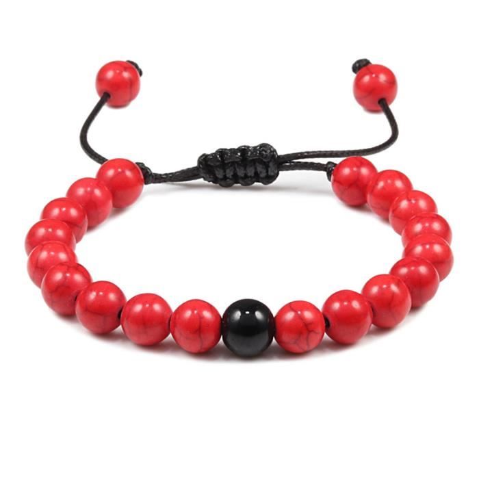 Bracelet en perles lumineuses élastique tendance, pierre de lave natur Bracelet en perles lumineuses élastique tendance, pierre de lave natur