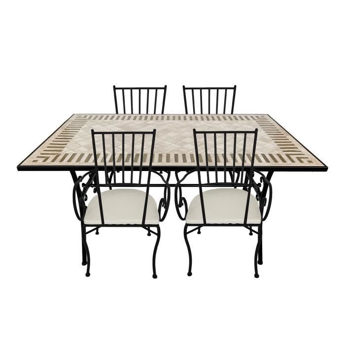Ensemble Bistro - AXI - Leonie - 4 Chaises - 1 Table - Mosaïque Beige Toscane