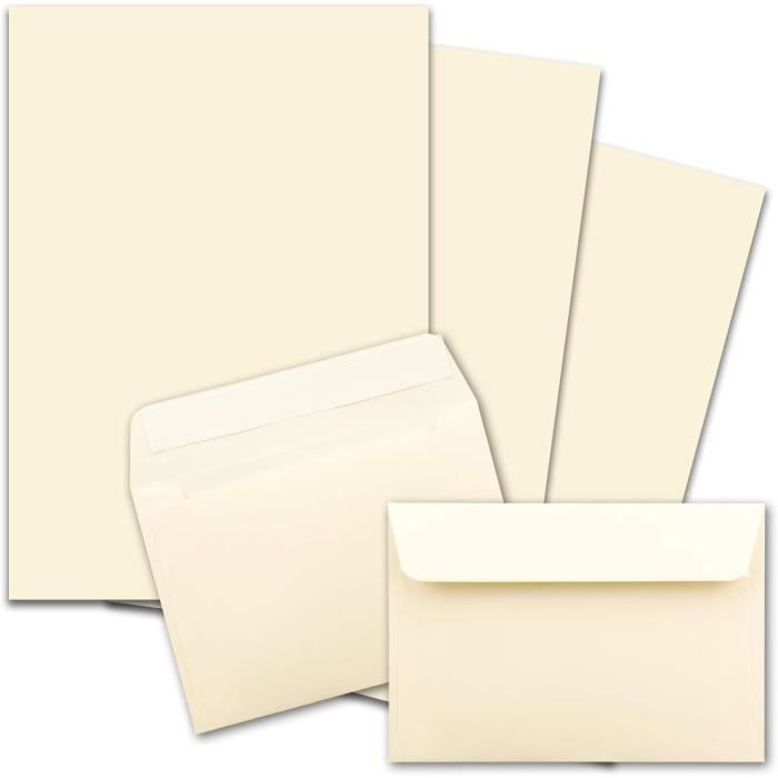 50x sets de papier à lettres A4 avec enveloppes C6 - fermeture 50x sets de papier à lettres A4 avec enveloppes C6 - fermeture
