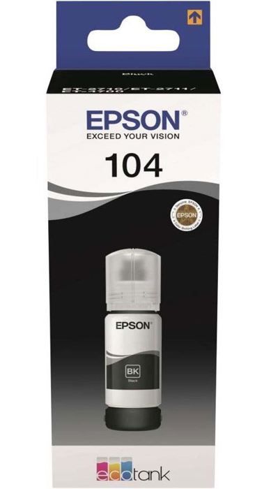 EPSON Kit de Remplissage dEncre Epson EcoTank 104 – Noir – Jet dencre – 4500 Pages – 1 Unit(s) (C13T00P140)