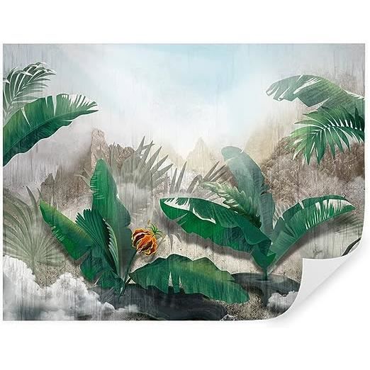 Papier Peint Jungle 360x250 cm style 3D Jungle Tropiques Palmiers ...