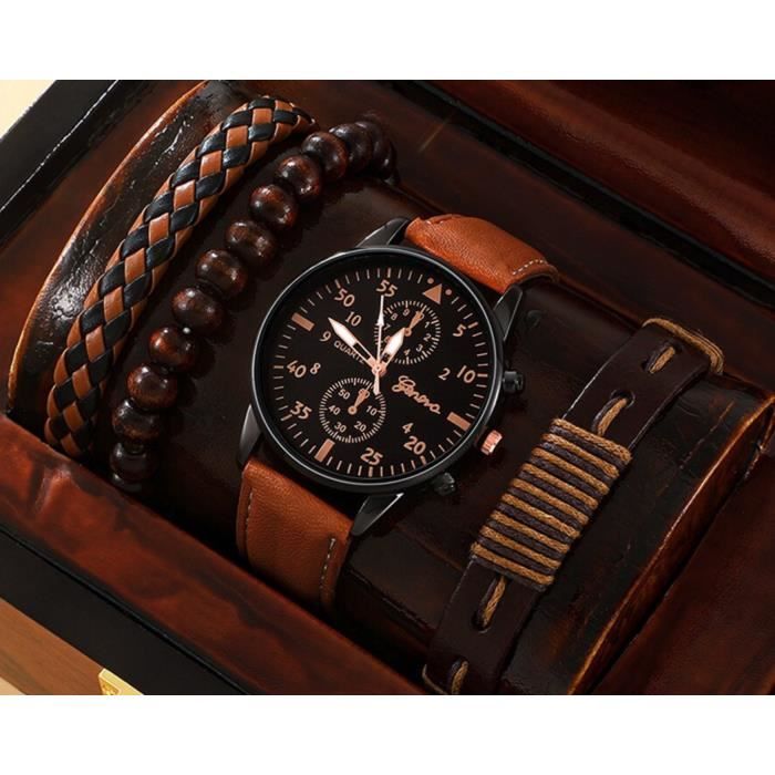 Montre Analogique Vintage Cuir - Chiffres Romains - Couple Homme Femme - Style Rétro