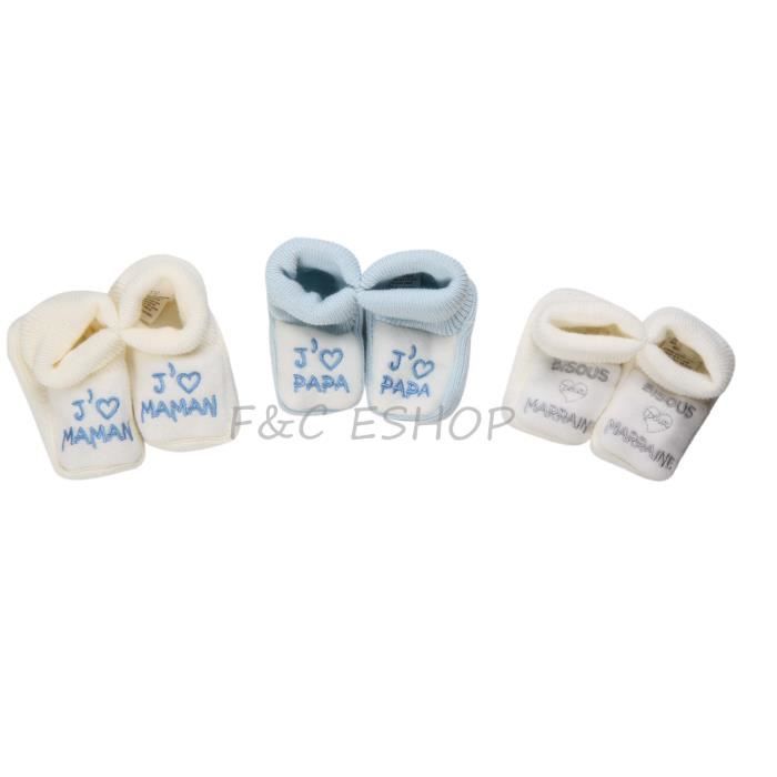 Chaussons naissance garçon - Fruit de ma passion - Lot de 3 - Bleu - Polyester