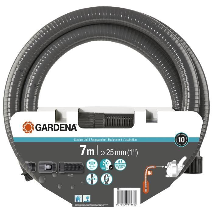 Équipement d'aspiration Annelé GARDENA longueur 7m Ø25 mm raccordement à la pompe de jardin 1418 20 - vue 2